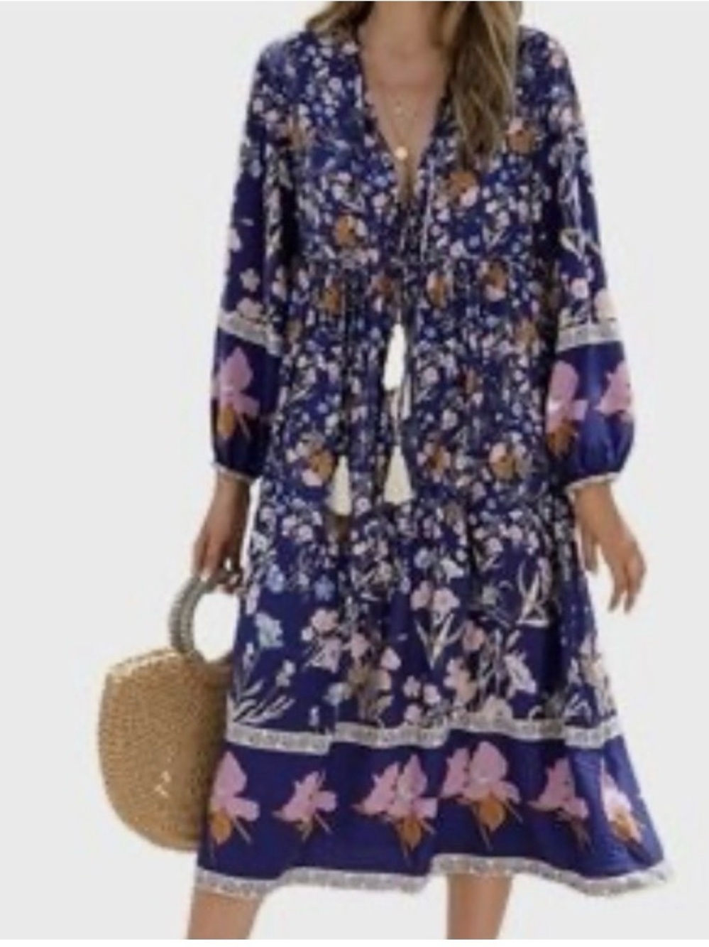 Bohemian Floral Tiered Midi Dress